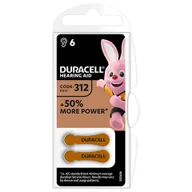 Baterie i akcesoria - Bateria cynkowo-powietrzna., ZA312, PR41, AC312, DA312, do aparatów słuchowych, Duracell, blistr, 6-pack, 42437 - miniaturka - grafika 1