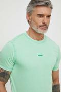 Koszulki męskie - Boss Orange t-shirt bawełniany BOSS ORANGE męski kolor zielony gładki - miniaturka - grafika 1