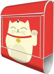 banjado design skrzynka na listy stalowa biała z przegrodą na gazety malowana proszkowo "Manekineko" 38x46x12,5cm & 2 klucze - Skrzynka pocztowa A4 z materiałem montażowym [BKW 11799] - Manekiny wystawowe - miniaturka - grafika 1