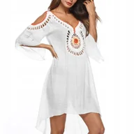 Sukienki - Pareo tunika sukienka z kolorowym haftem - miniaturka - grafika 1