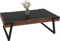 Ławy i stoliki kawowe - Stolik kawowy HWC-L89, stolik rozkładany do salonu, żelazny 43x120x64cm spiekany kamień o wyglądzie marmuru czarne drewno ciemny brąz - miniaturka - grafika 1