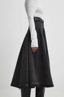 Spódnice - Answear Lab spódnica jeansowa kolor czarny midi rozkloszowana - miniaturka - grafika 1