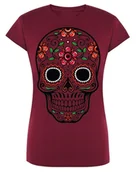 Koszulki i topy damskie - T-Shirt damski kolorowy nadruk CZASZKA r.XL - miniaturka - grafika 1