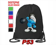 Torby szkolne - WOREK SZKOLNY NA WF BUTY SPORTOWY DLA DZIECKA SMERFY 5 WZORÓW + IMIĘ - miniaturka - grafika 1