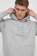 Bluzy męskie - New Balance bluza męska kolor szary z kapturem z nadrukiem MT41517AG - miniaturka - grafika 1