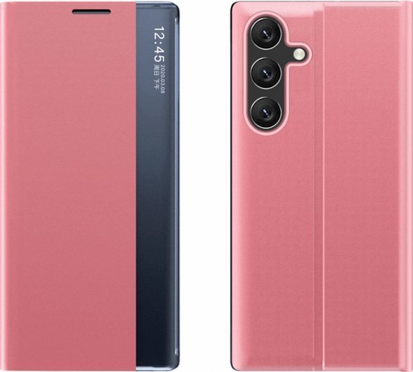 New Sleep Case etui do Samsung Galaxy S25+ pokrowiec z klapką i podstawką - różowe