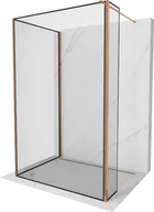 Ścianki i drzwi prysznicowe - Mexen Kioto ścianka prysznicowa Walk-in 140 x 90 x 30 cm, czarny wzór, różowe złoto - 800-140-090-221-60-70-030 - miniaturka - grafika 1