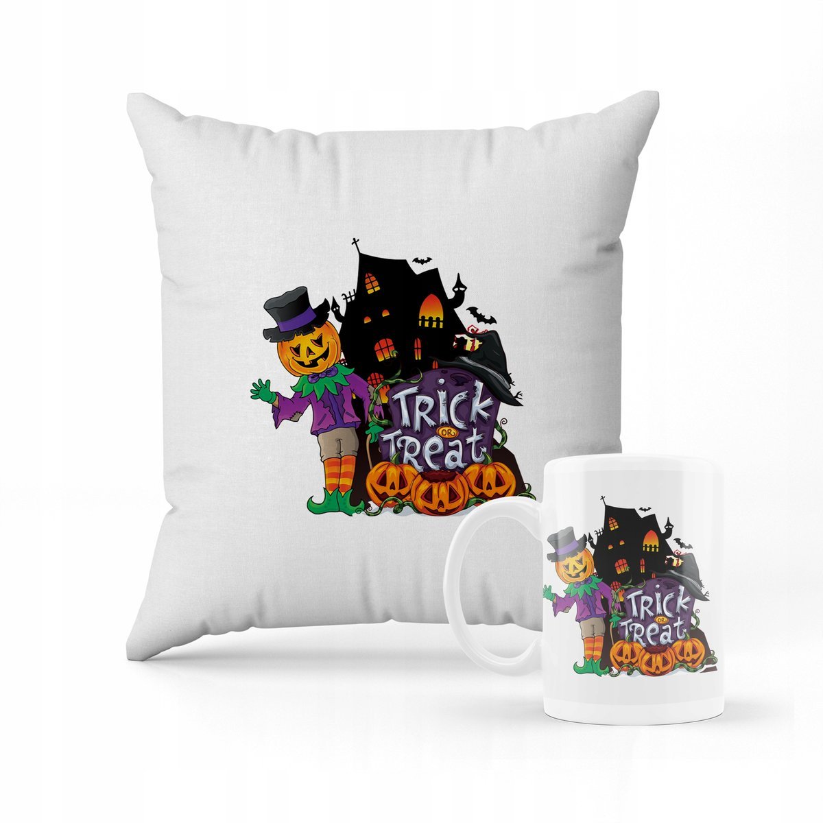 ZESTAW PODUSZKA + KUBEK Prezent na halloween + IMIĘ 2
