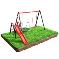 Place zabaw - Modułowa huśtawka ogrodowa ze zjeżdżalnią bocianie gniazdo KSOZ021 - miniaturka - grafika 1