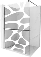 Ścianki i drzwi prysznicowe - Mexen Kioto+ ścianka prysznicowa z półką Walk-in 80 x 200 cm, biały wzór, gun gray szczotkowany - 800-080-121-66-97 - miniaturka - grafika 1
