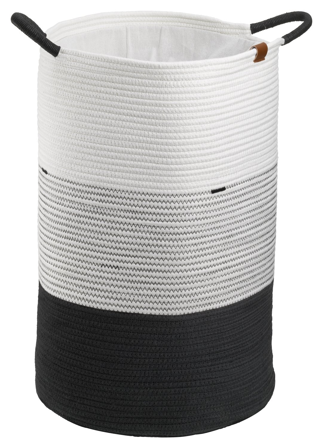 Kosz na pranie - szary - biały - czarny - wys. 57 cm - tkanina