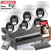 Zestawy do monitoringu - Kompletny monitoring na 6 kamer Hikvision DS-2CD2H43G2-LIZS2U(2.8-12mm) 4MPX MotoZoom Smart Hybrid Light Acusense - miniaturka - grafika 1