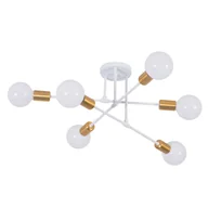 Lampy sufitowe - Lampa sufitowa wisząca 6x E27 Biała Złota GLAMOUR ozdobna dekoracyjna 6 punktów światła metalowa designerska - LEDHOFF - miniaturka - grafika 1