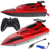 Zabawki zdalnie sterowane - Łódź Łódka Motorówka Zdalnie Sterowana RC Pilot - czerwona - miniaturka - grafika 1