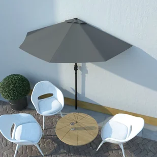 vidaXL Półparasol na słupku aluminiowym, 270 x 135 cm, antracytowy - Parasole ogrodowe - miniaturka - grafika 8