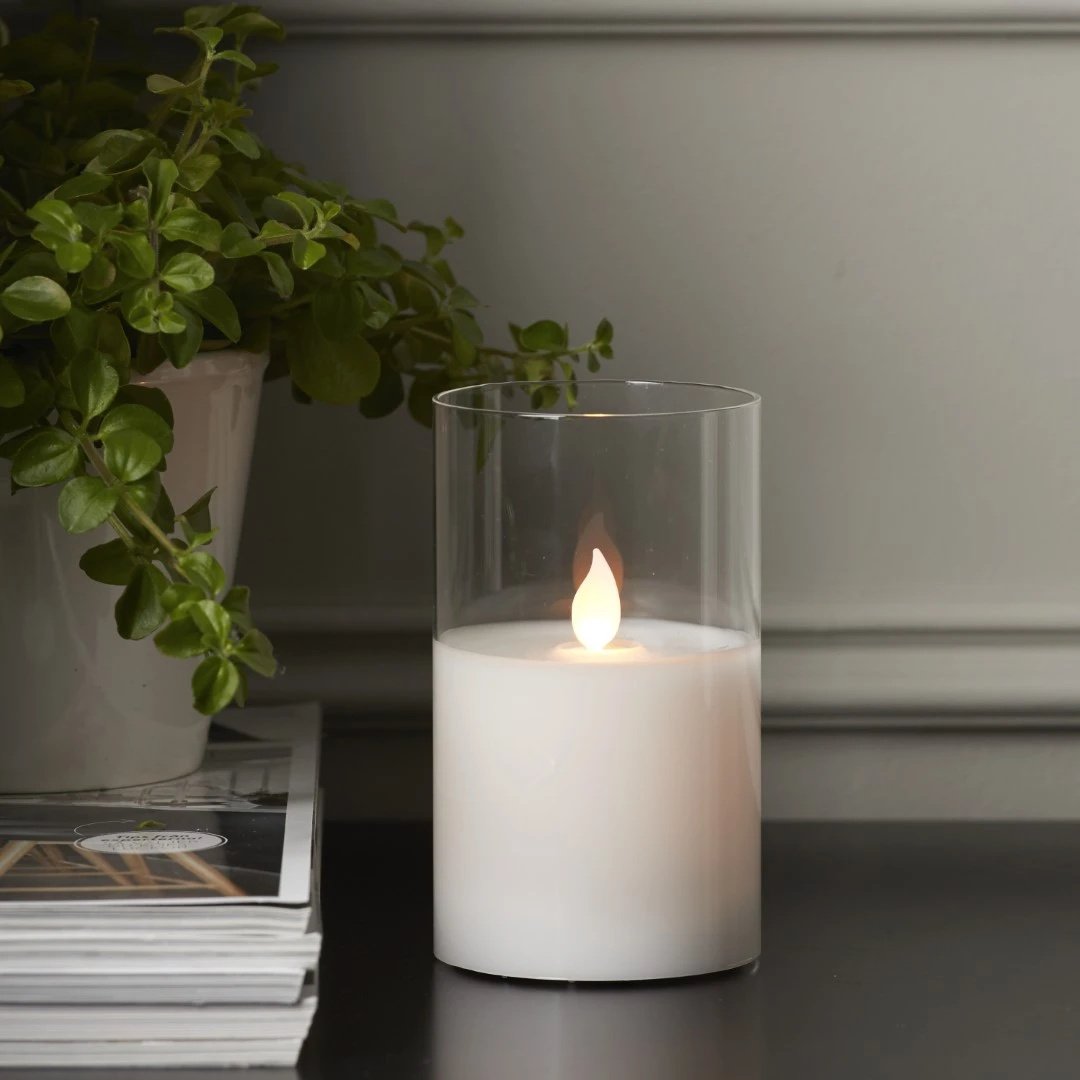 Świeca Led woskowa szklana M-TWINKLE biała 10cm ruchomy płomyk