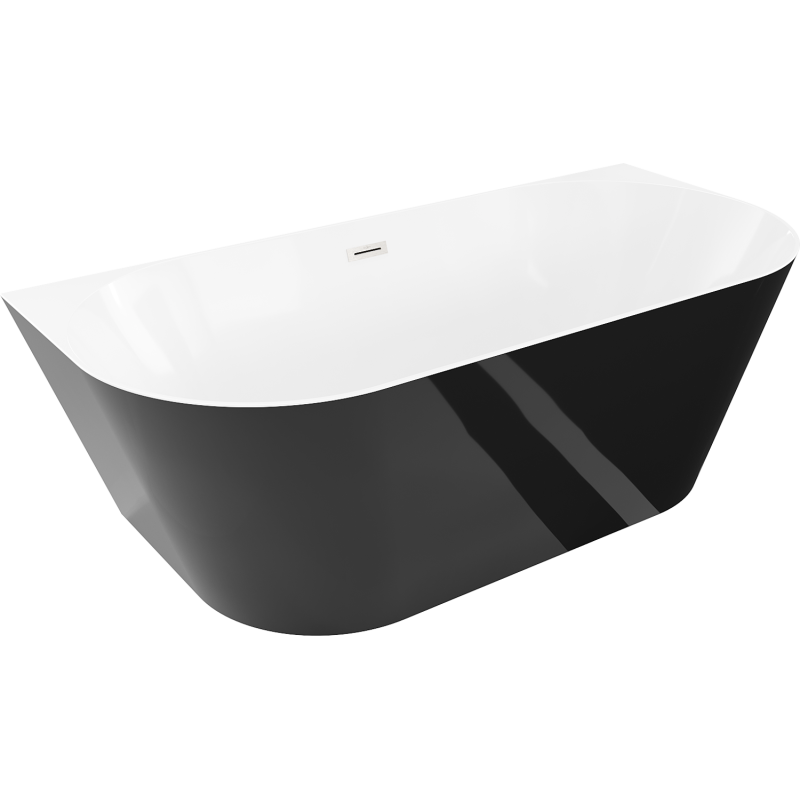 Mexen Oval Sim wanna wolnostojąca przyścienna 170 x 80 cm, biała/czarna, przelew nikiel szczotkowany - 52661708075-97