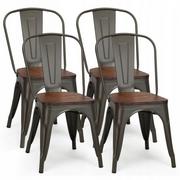 Krzesła - Costway Costway Krzesła metalowe w stylu industrialnym 4 szt HW66013GU - miniaturka - grafika 1