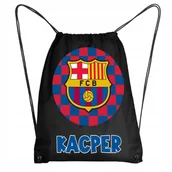 Plecaki worki - Worek Szkolny Na Buty Workoplecak WF Do Przedszkola FC BARCELONA + IMIĘ #9 - miniaturka - grafika 1