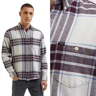 Koszule męskie - Lee RIVETED SHIRT Ecru LUŹNA KOSZULA W KRATĘ RELAXED FIT 3XL - miniaturka - grafika 1