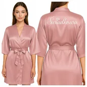 Komplety bielizny - Szlafrok damski satynowy z napisem Świadkowa -XL - miniaturka - grafika 1
