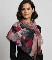 Apaszki i szaliki damskie - Kwadratowa chusta szal damski z frędzlami AGRAFKA - miniaturka - grafika 1