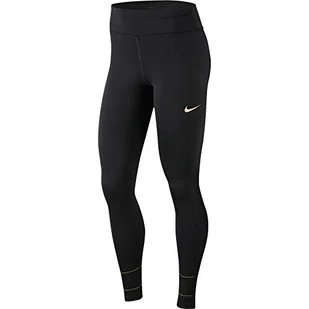 Nike damskie spodnie sportowe W Nk Fast Tght Glam czarny czarny/złoty (black/metallic gold) X-S - Spodnie damskie - miniaturka - grafika 1