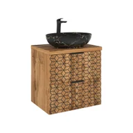 Szafki łazienkowe - Szafka Łazienkowa Wisząca z Umywalką 82-60-D-2S Diamond Comad Dąb Wotan, Szary Skalny - miniaturka - grafika 1