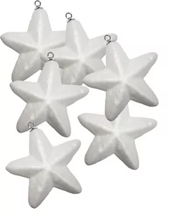 Gwiazdki styropianowe z zawieszkami, białe, 6 sztuk - Zabawki kreatywne - miniaturka - grafika 1
