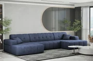 Narożniki - Sofa w kształcie U NIMES narożnik tkanina Perfect Harmony ciemnoniebieski - miniaturka - grafika 1
