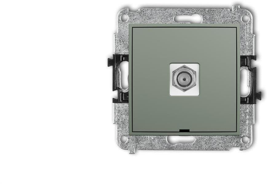 Karlik MINI Mechanizm gniazda antenowego pojedynczego typu F SAT niklowany szałwiowy 61MGFBO-1