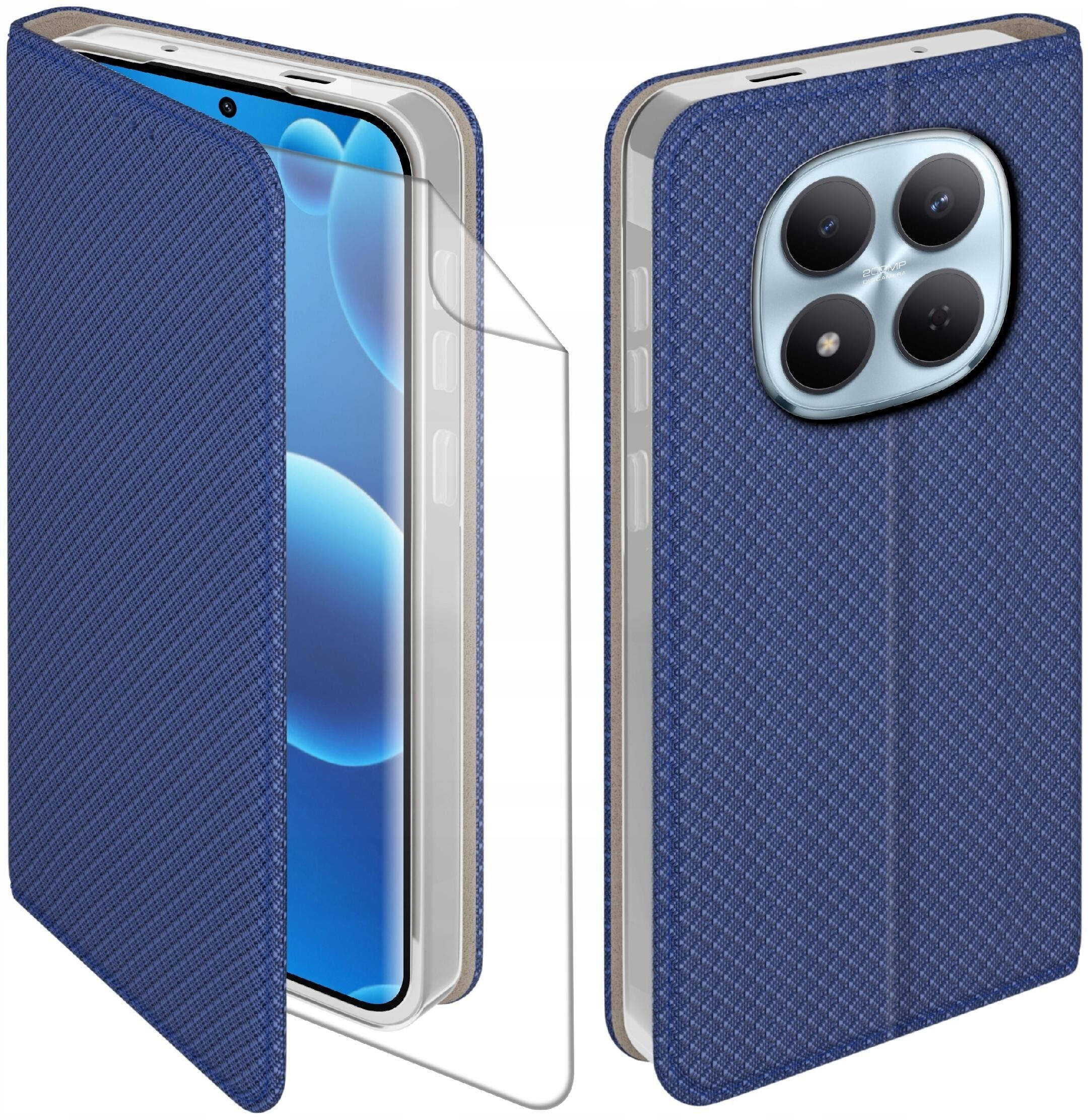 Etui z klapką do Xiaomi Redmi Note 15 5G Zamykane Granatowe Futerał + Folia