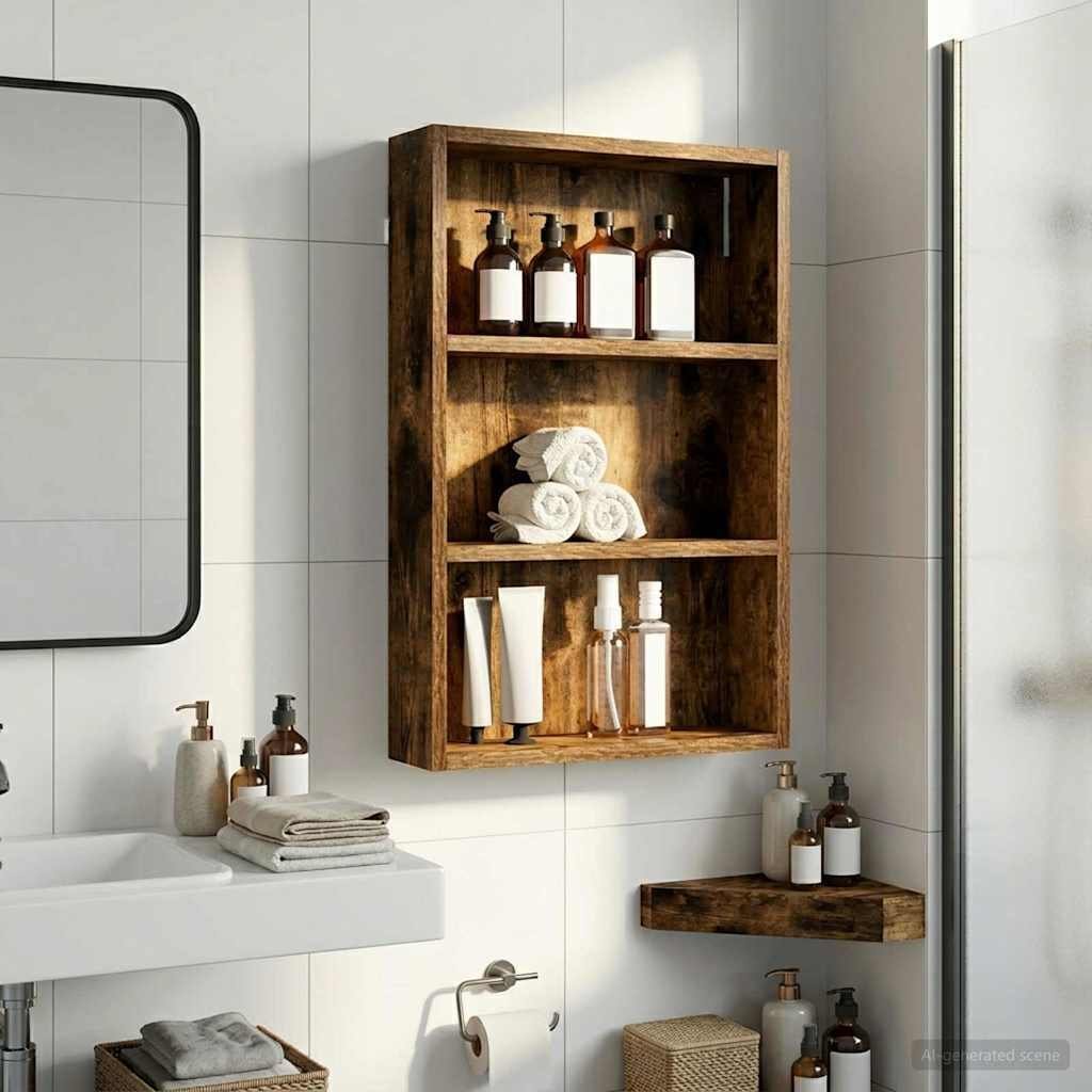 vidaXL vidaXL Szafka ścienna łazienkowa z półką Dąb Wędzony 40 x 10 x 60,5 cm