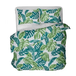 Pościel z kory 160x200 zielone niebieskie liście monstera na białym tle - Pościel - miniaturka - grafika 1
