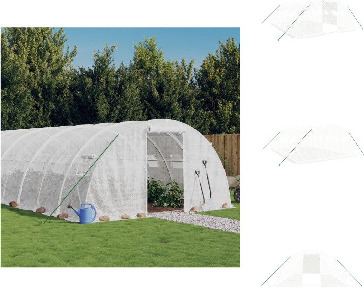 vidaXL Szklarnia z ramą stalową biała 24 m² 6x4x2 m - Szklarnie