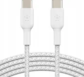 Kable USB - Belkin Kabel USB C na USB C 60W oplot, biały 0,15m - miniaturka - grafika 1