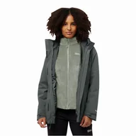 Kurtki damskie - Damska kurtka 3w1 Jack Wolfskin ROTWAND 3IN1 JKT W slate green - XS - miniaturka - grafika 1
