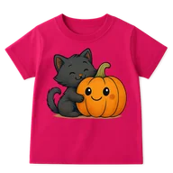 Koszulki dla dziewczynek - Fuksjowa koszulka dla dziewczynki z dynią - WZÓR kotdynia83 - miniaturka - grafika 1