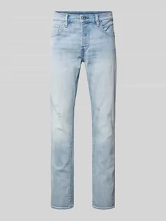 Spodnie męskie - Jeansy o kroju slim fit z efektem znoszenia model ‘3301’ - grafika 1