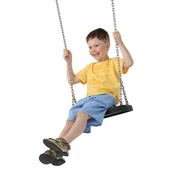 Place zabaw - Huśtawka ogrodowa gumowa wzmacniana czarna łańcuch nierdzewny Certyfikowana - miniaturka - grafika 1