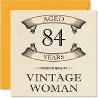 Kartki okolicznościowe i zaproszenia - Kartki urodzinowe w stylu vintage dla kobiet w wieku 84 lat - zabawna kartka urodzinowa dla mamy siostry żony babci cioci 145 mm x 145 mm kartki okolicznościowe, kartka urodzinowa na 84. urodziny - miniaturka - grafika 1