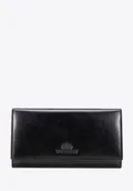 Portfele - Duża portmonetka ze skóry naturalnej czarna - miniaturka - grafika 1