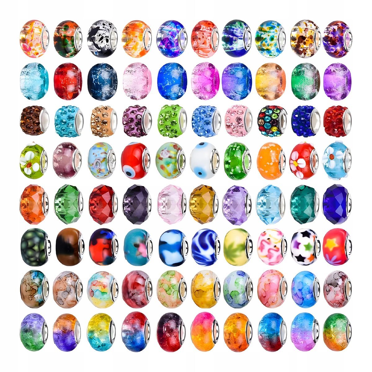 Zestaw koralików europejskich do biżuterii DIY mix kolorów 11-14 mm 120 szt