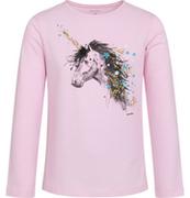 Bluzki damskie - Bluzka z długim rękawem dziewczęca dziecięca bawełniana Koń różowa 158 Endo - miniaturka - grafika 1