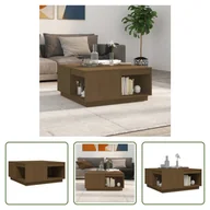 Ławy i stoliki kawowe - The Living Store Stolik kawowy miodowy brąz 80x81x36,5 cm lite drewno sosnowe - miniaturka - grafika 1