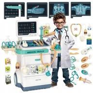 Zabawy w naśladowanie dorosłych - Zestaw małego lekarza doktor wózek stół interaktywny dla dzieci 26 el. - miniaturka - grafika 1