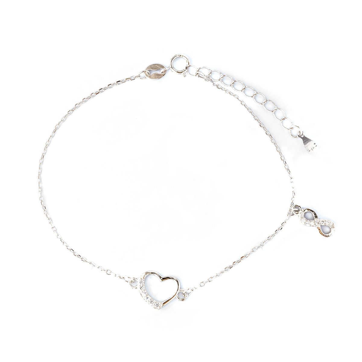 Srebrna Bransoletka 925 Serce Nieskończoności cyrkonia