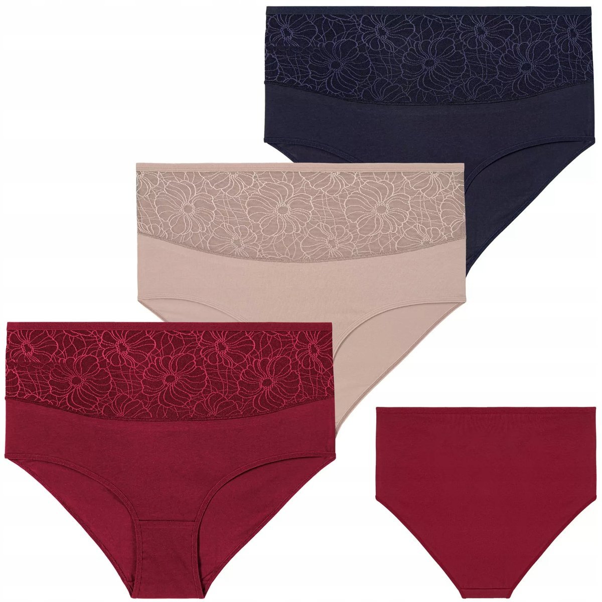 Majtki Damskie Figi Maxi Bikini Plus Size z Koronką MORAJ - 10XL