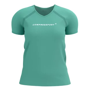 COMPRESSPORT Koszulka biegowa damska TRAINING SS LOGO T-SHIRT shell blue - Bielizna sportowa męska - miniaturka - grafika 1