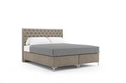 Łóżka - Łóżko tapicerowane kontynentalne Chesterfield 160x200 Beżowy - miniaturka - grafika 1